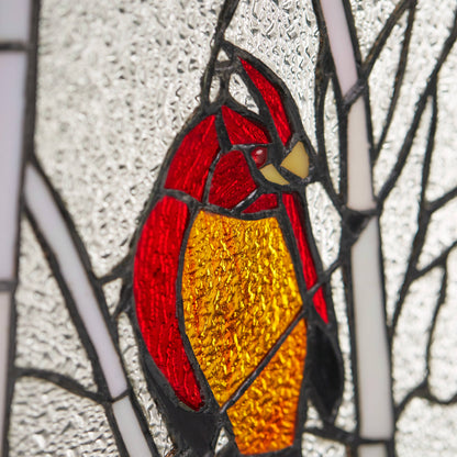 18.5"H Annabelle Red Cardinal Stained Glass Window Panel