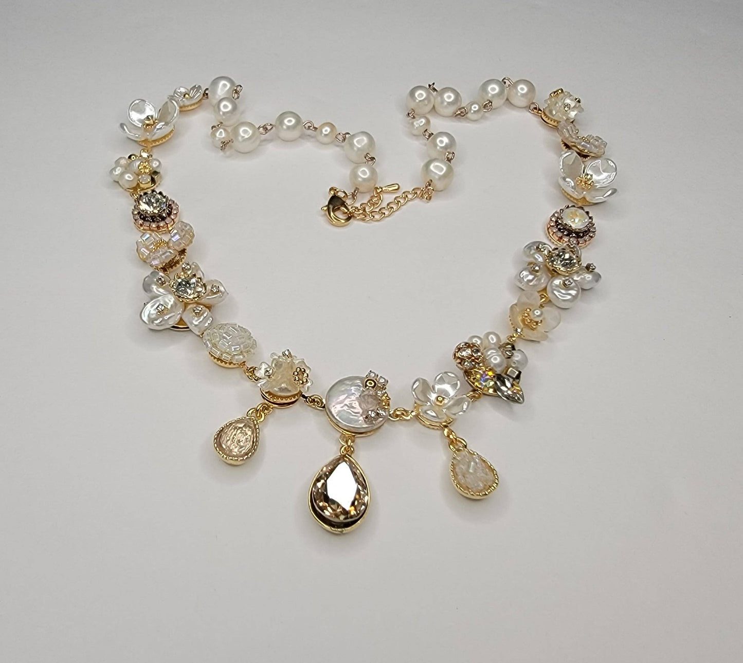 Handmade Necklace-Pearl and Crystal Beads