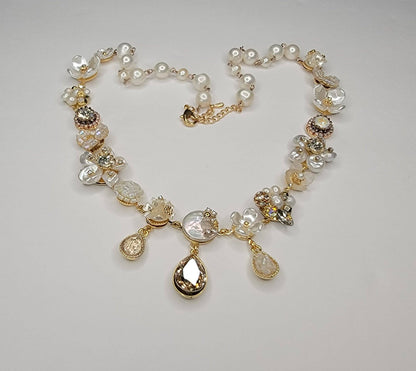 Handmade Necklace-Pearl and Crystal Beads