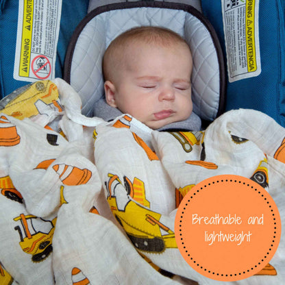 LollyBanks - Under Construction Baby Muslin Swaddle Blanket