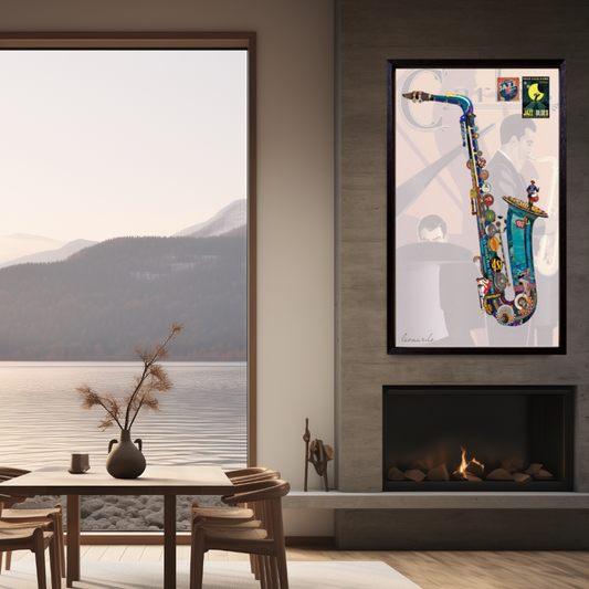 3D Collage Art | Saxophone Singin' the Blues (36"x24")