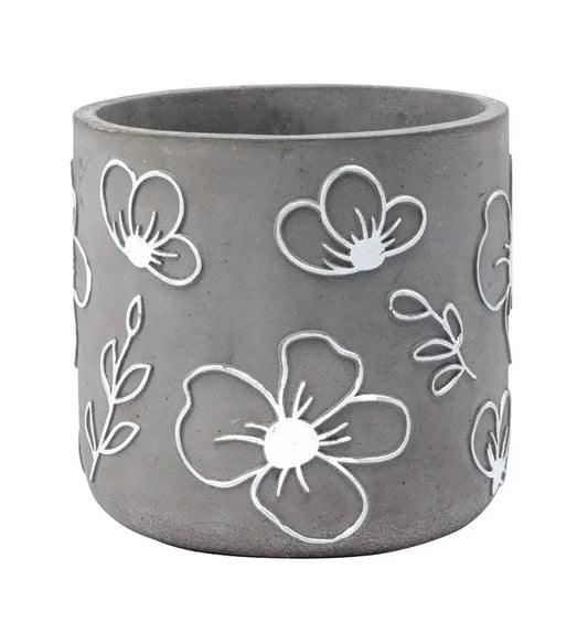 Gray White Flower Planter