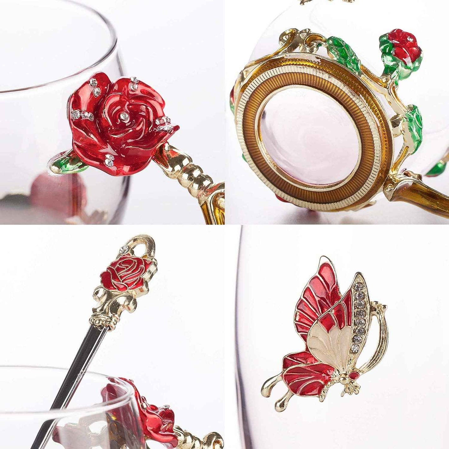 Floral Glass Tea Cups – Set of 2