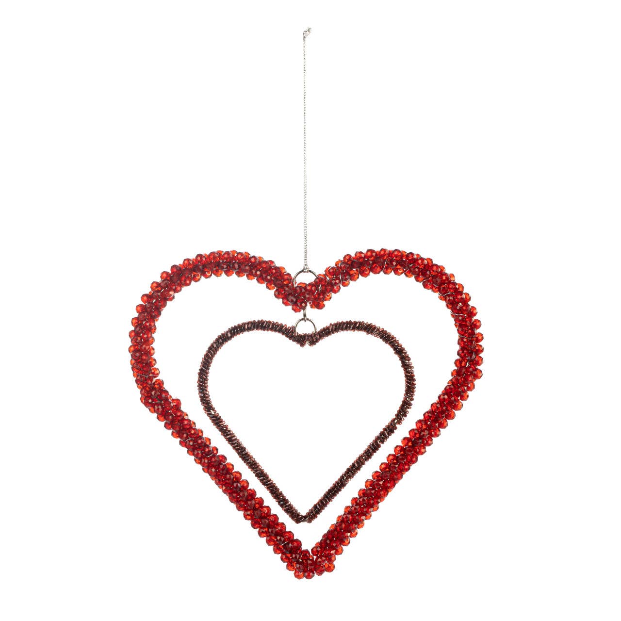 Red Beaded Heart Orn