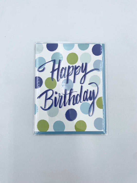 Happy Birthday Blue with Colorful Polkadots