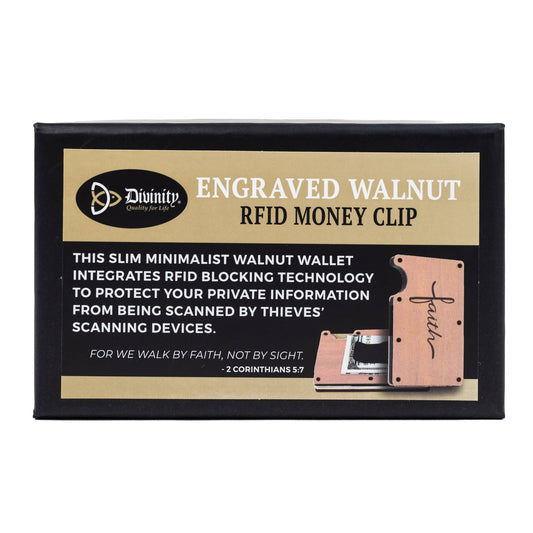 Divinity Boutique - Engraved Hardwood RFID Money Clip-Faith