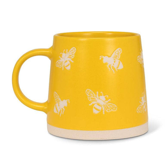 Wide Base Mug with Bees-Yellow-(14oz)