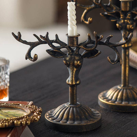 Vagabond Vintage - Antique-Style Deer Antler Candle Holder