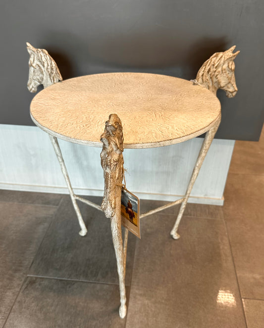 Wrought Iron End Table - 3 horse design