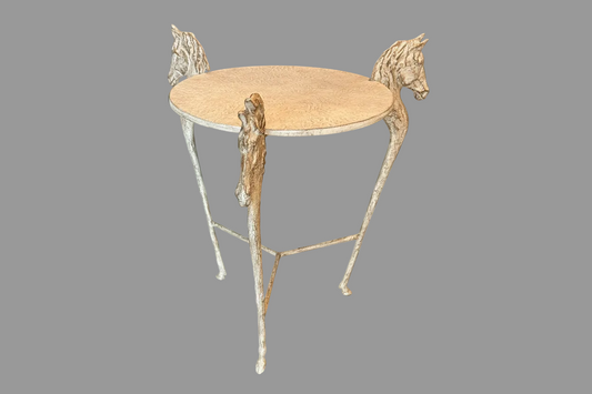 Wrought Iron End Table - 3 horse design