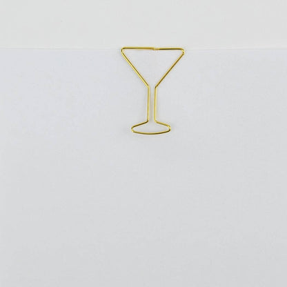 Copa de Martini - Clips de papel chapados en oro únicos - Paquete de 25