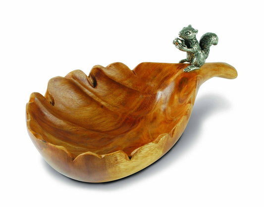 Leaf Nut Bowl with Standing Squirrel