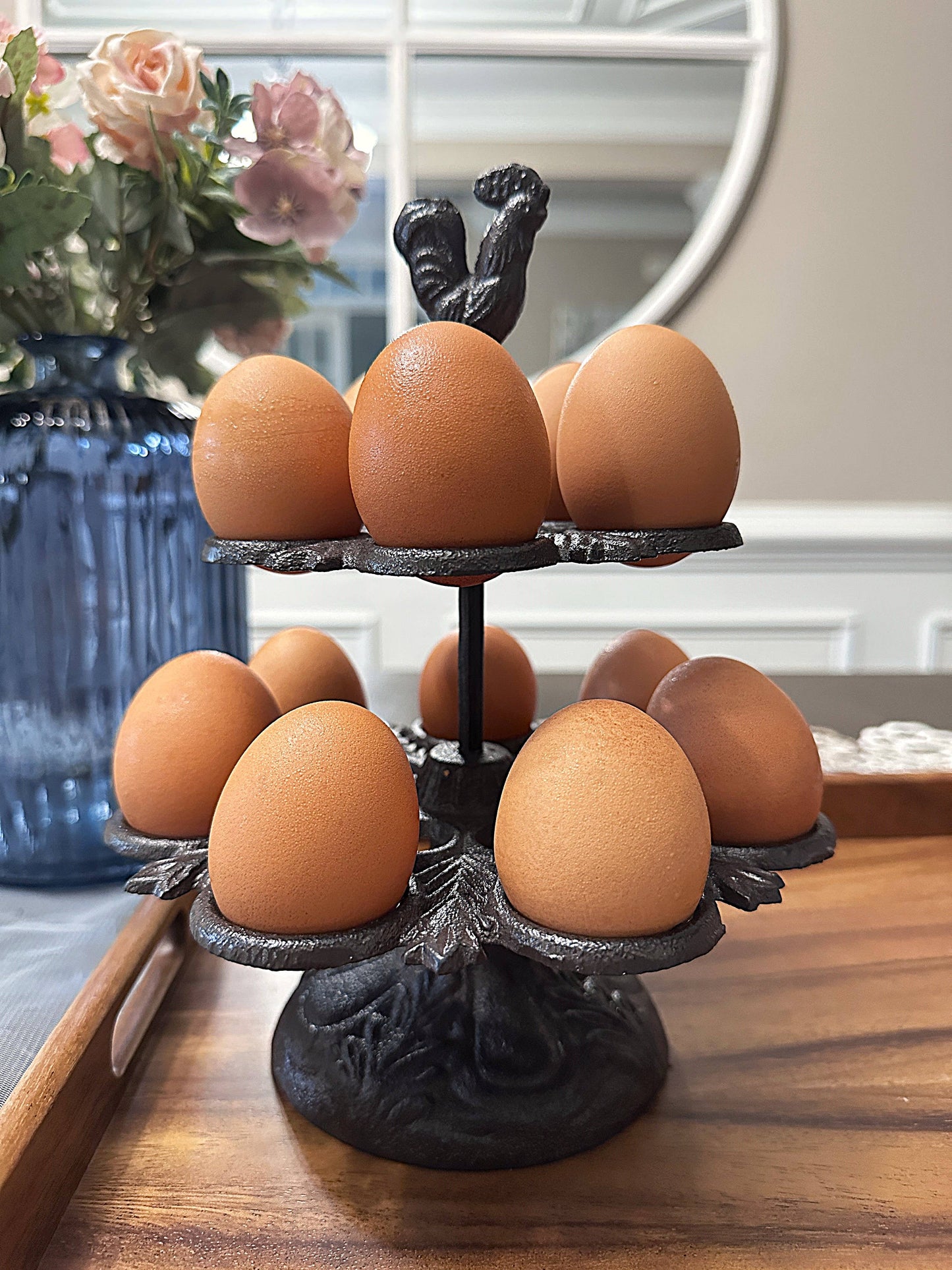 Vagabond Vintage - Cast Iron 2 Tier Ornate Egg Holder
