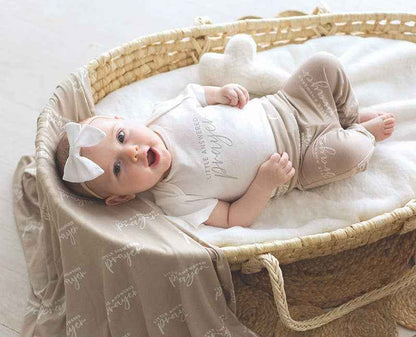 Swaddle Blanket + Cross Rattle - Answered Prayer: 45" Sq