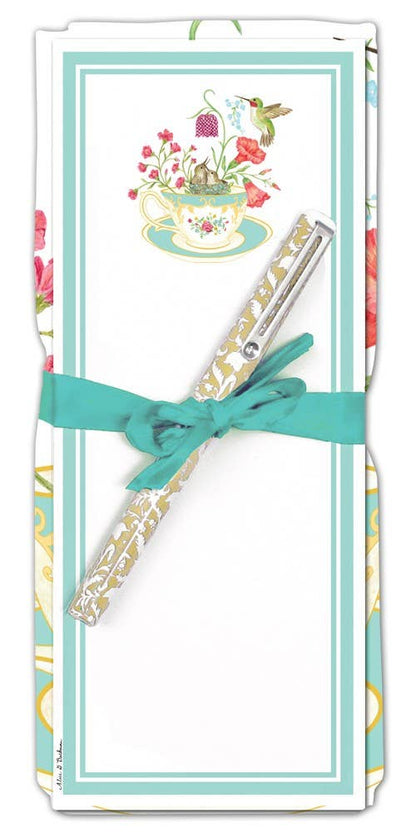 Flour Sack Towel & Magnetic Note Pad Set  Teacup