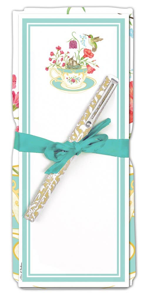 Flour Sack Towel & Magnetic Note Pad Set  Teacup