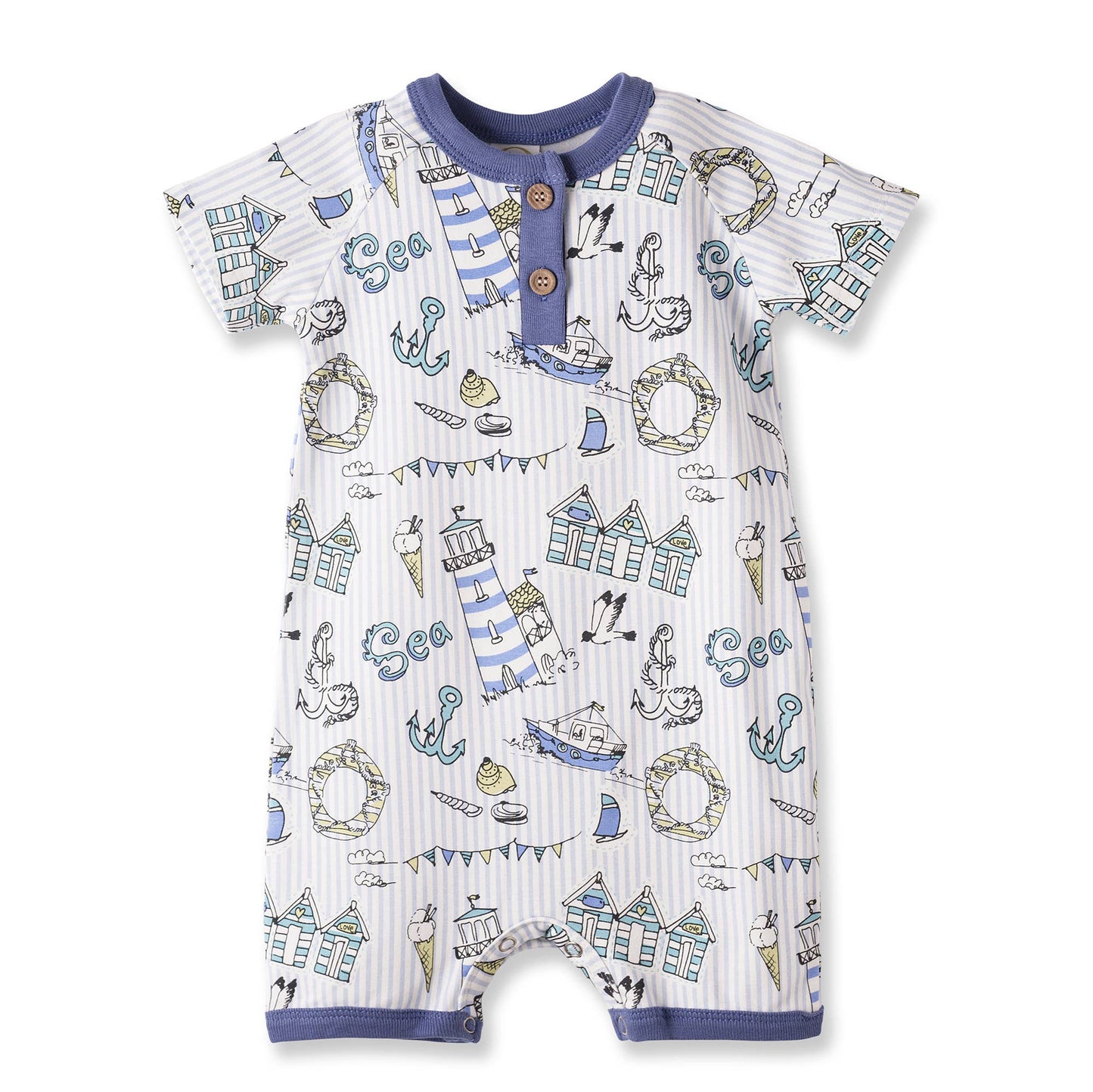 Seashore Baby Boy Romper Bamboo Shortall One-Piece