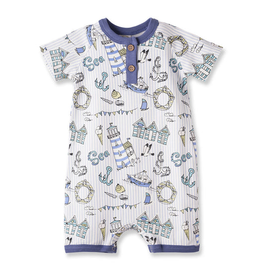 Seashore Baby Boy Romper Bamboo Shortall One-Piece