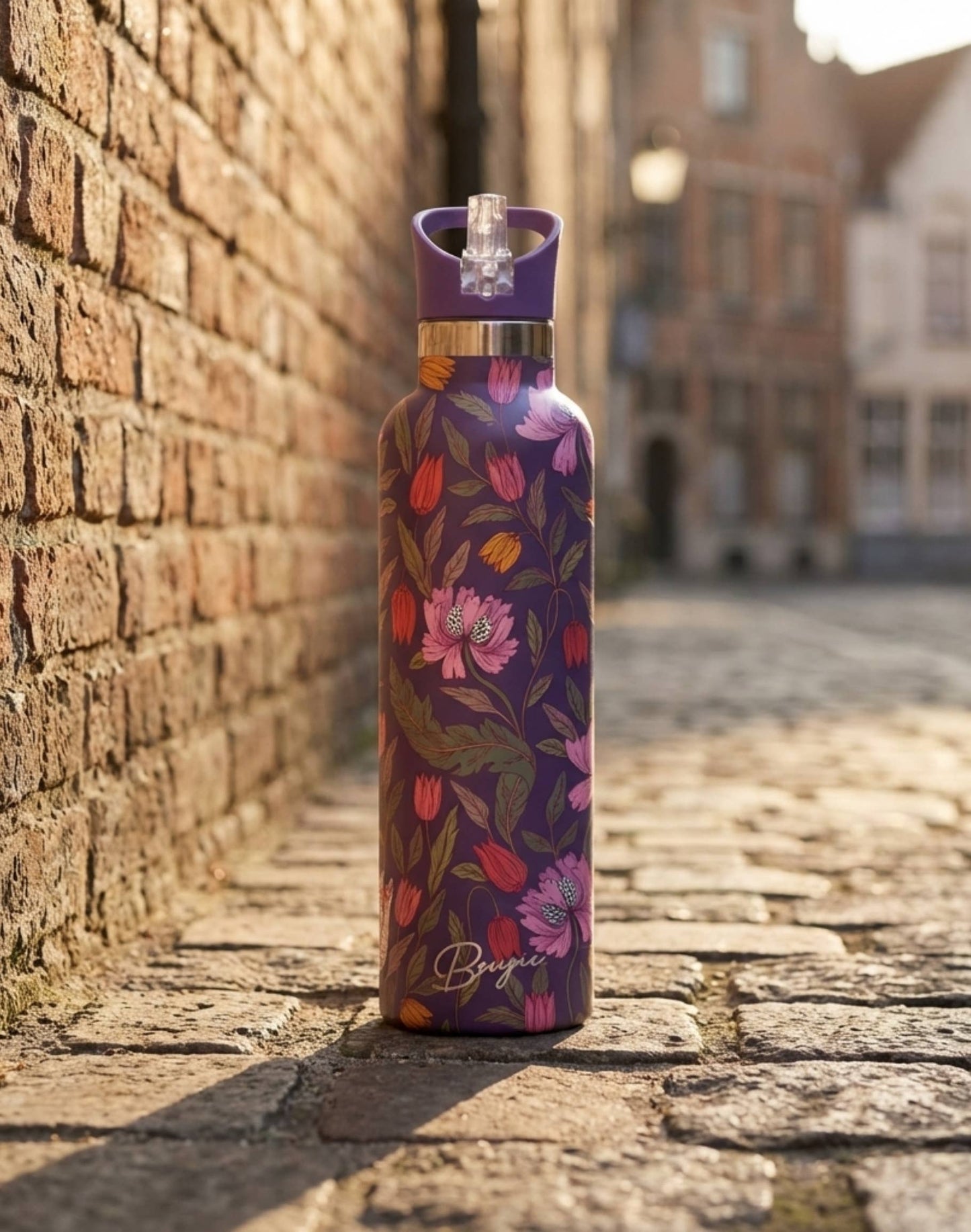 Morriset | Purple Floral Brocade 25 oz Insulated Bottle