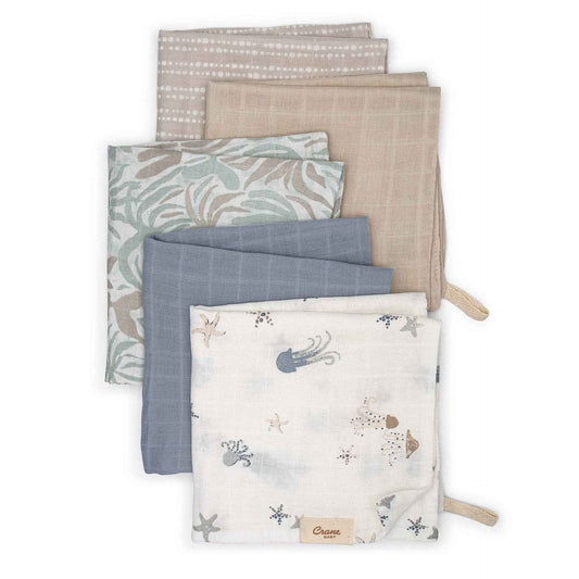 Crane Baby - Cove 5-pc. Wash Cloth Set (Sea Life)