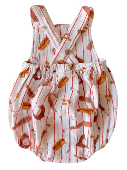 Muslin Retro Sunsuit, Baseball Game: 6 - 12 mo