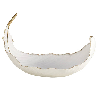 UMA Home Decor - Glam or Traditional Decorative Bowl - White, Gold