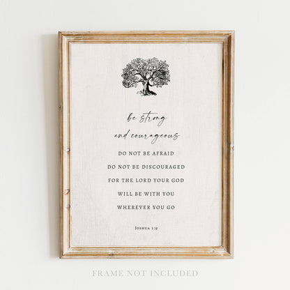 Arraigado en la Verdad - Fuerte y Valiente - Lámina para Enmarcar, Regalo Cristiano, Decoración para Pared