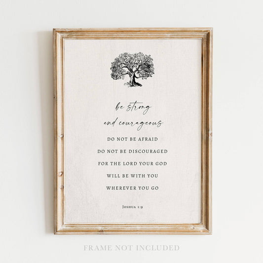 Arraigado en la Verdad - Fuerte y Valiente - Lámina para Enmarcar, Regalo Cristiano, Decoración para Pared