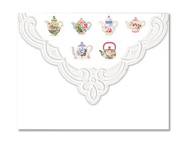 Quilted Tea Cup Embossed, Die-cut Boxed Note Cards