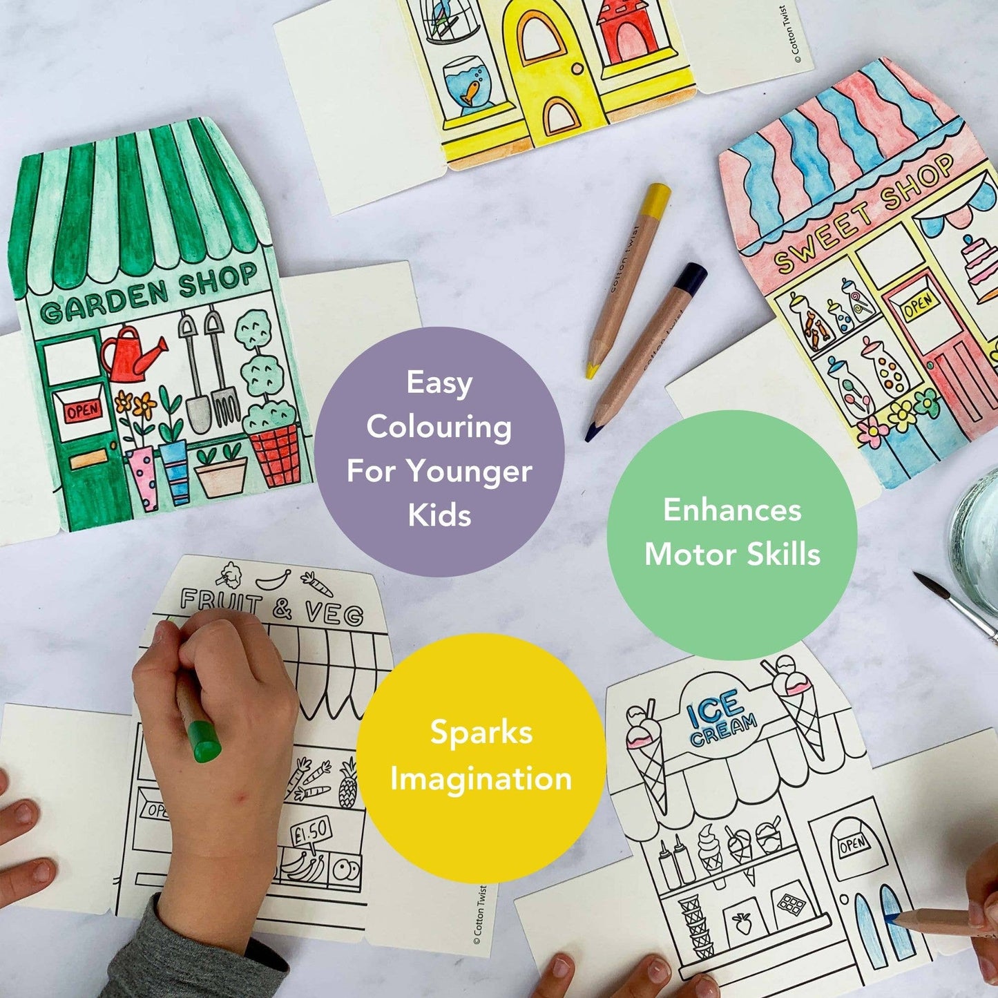 Cotton Twist - Colour Your Own High Street Kit With Watercolour Pencils
