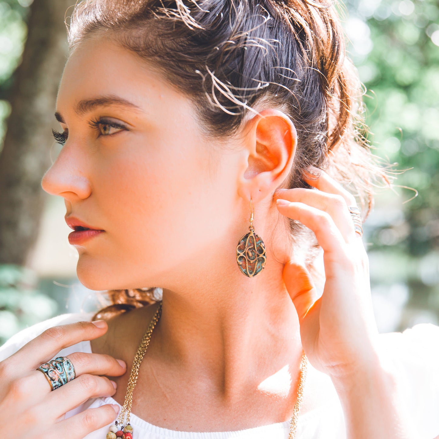 Brass Patina Curled Earrings