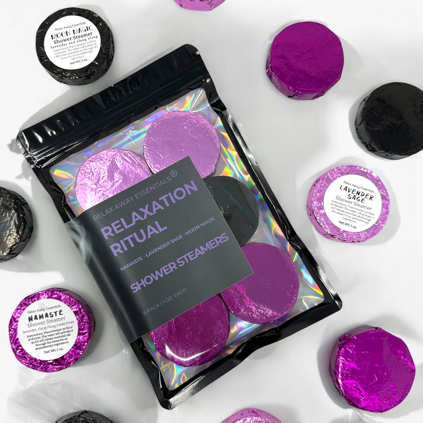 Relax Away Essentials - Relaxation Ritual Shower Steamers 6 Pack - Made in USA