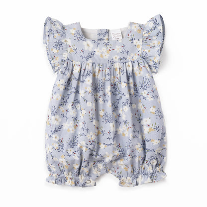 Floral Baby Romper – Soft Cotton One-Piece with Ruffles