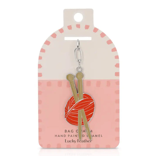 Enamel Bag Charm - Knitting
