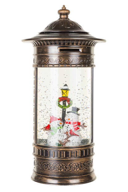 NEW-Bronze Snowman's Lamp Post Snow Globe