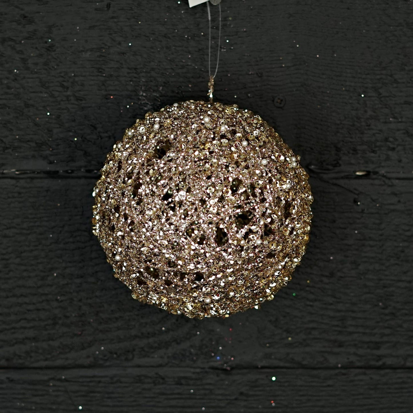 6in Metalic Glittered Ball-Champaign gold