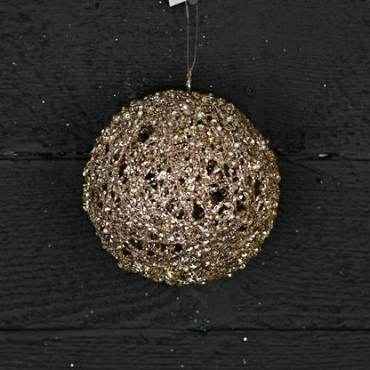 6in Metalic Glittered Ball-Champaign gold