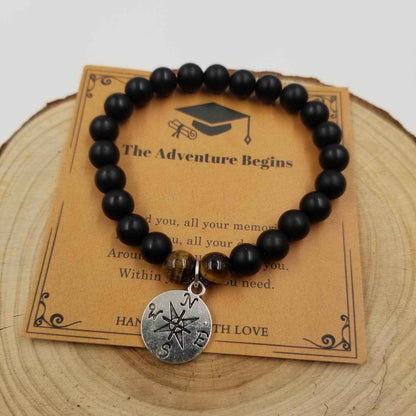 The Adven ! Graduation Compass Natural Stone Bracelet