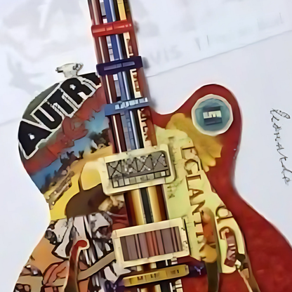 3D Collage Art | Elvis Guitar (40"X20")