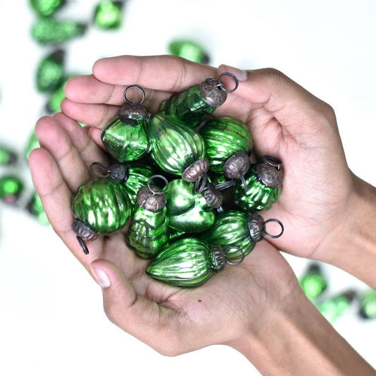 Glass Green Christmas Ornaments - Set of 25