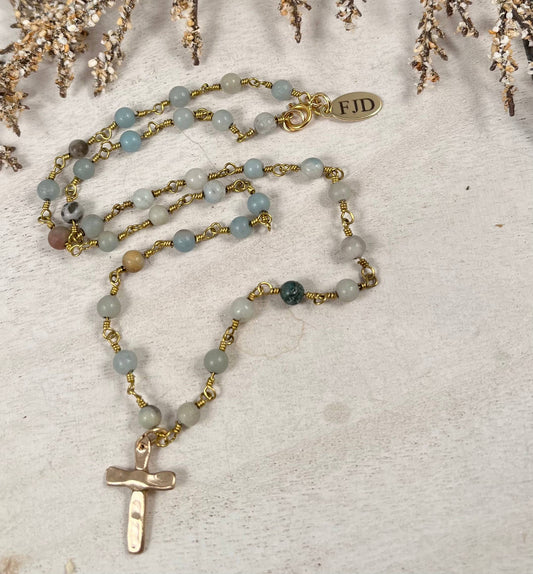 Cross Necklace with Amazonite
