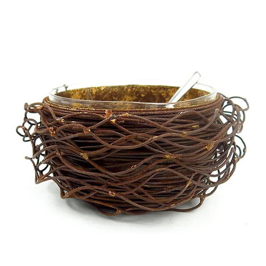 Gold Leafed Metal Birds Nest: Small
