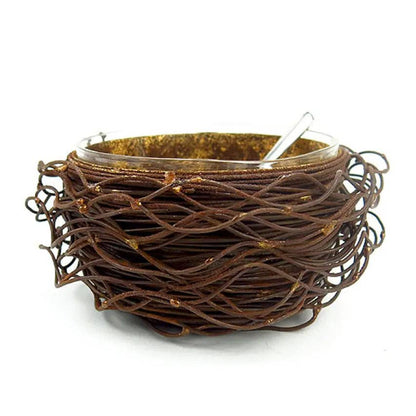 Gold Leafed Metal Birds Nest: Small