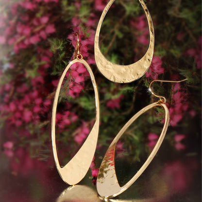 Long Gilded Contemporary Oval Earrings