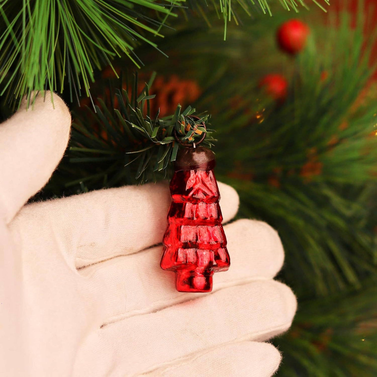 Glass Red Christmas Ornaments -Set of 25