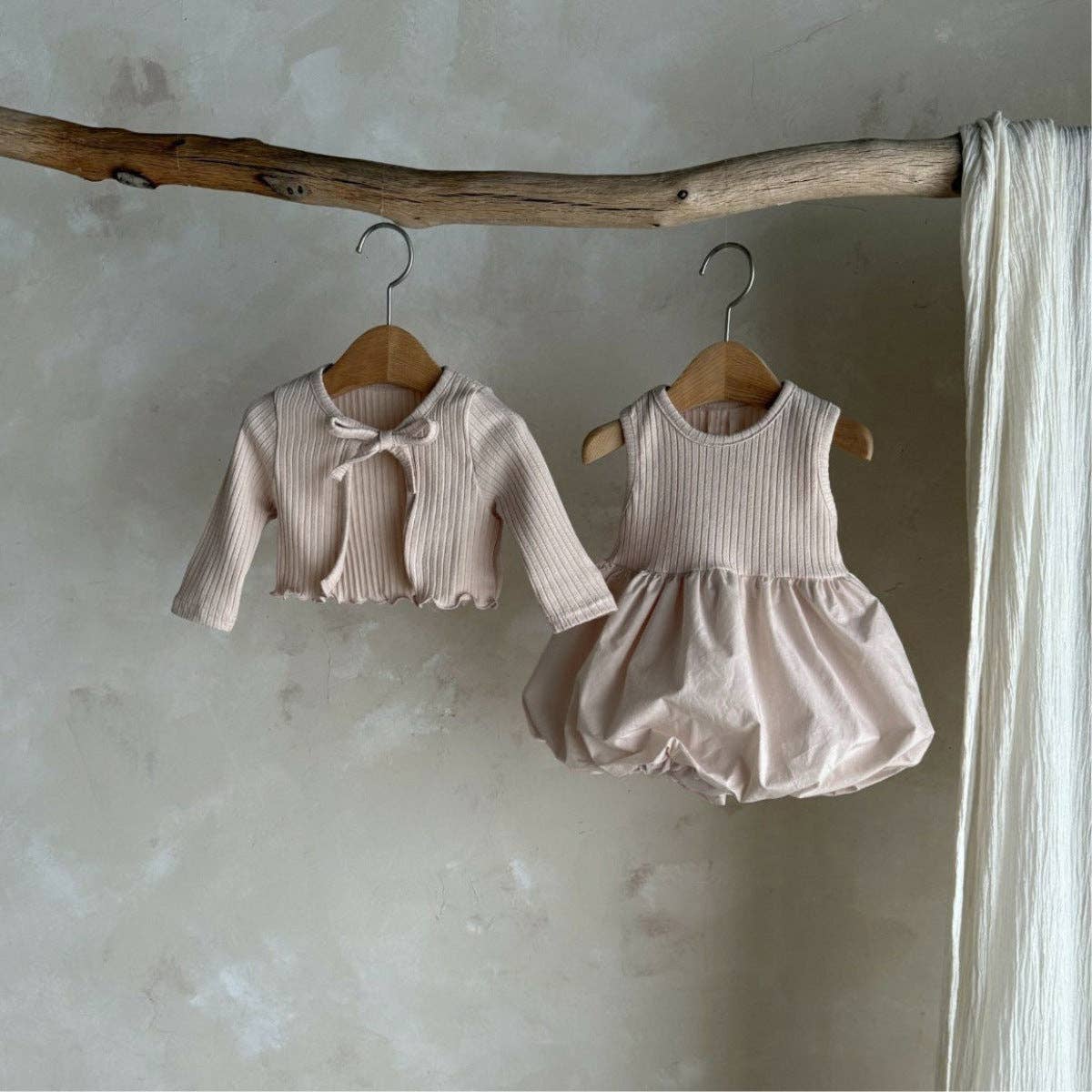Baby Girl Long Sleeve Coat & Dress Beige