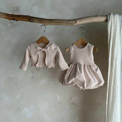 Baby Girl Long Sleeve Coat & Dress Beige