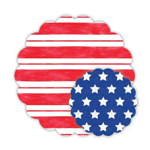 Hand painted Patriotic Stars and Stripes Doily Set
