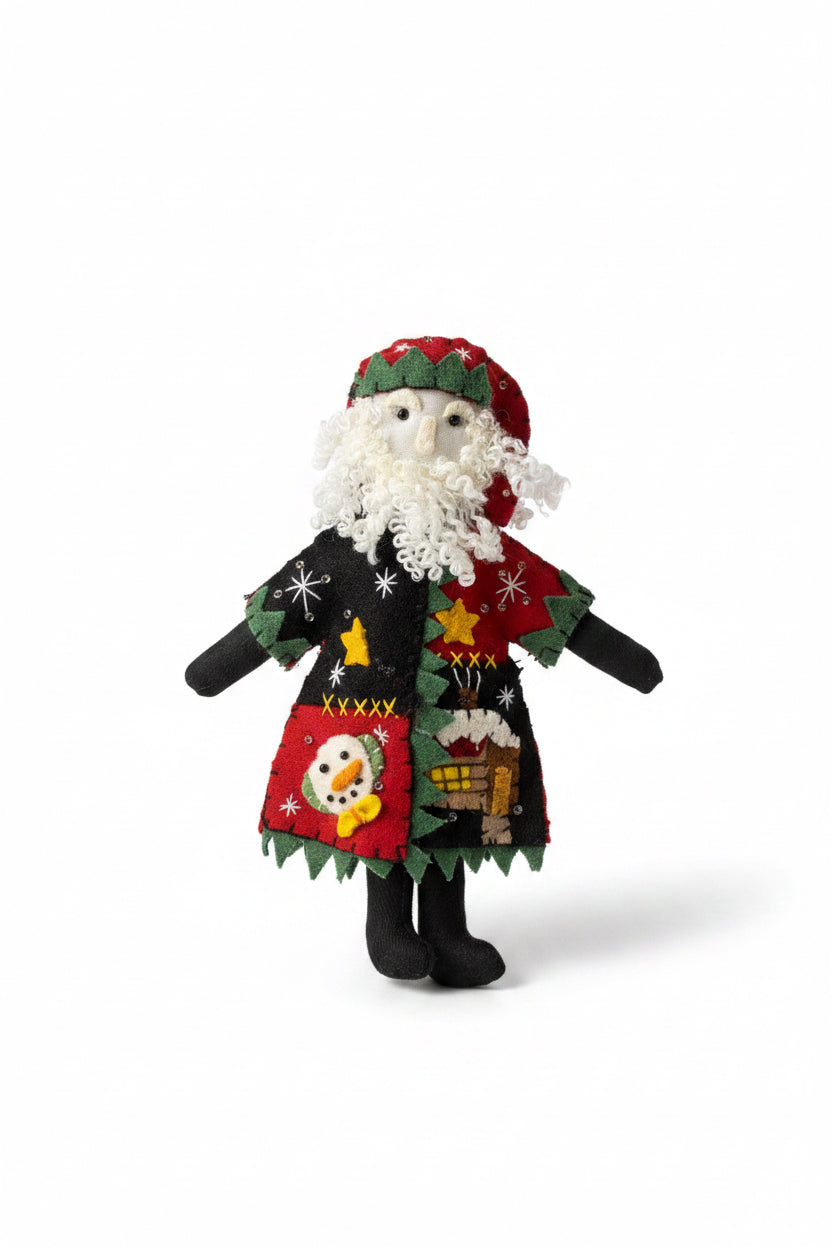 Santa with snowman sweater ornament