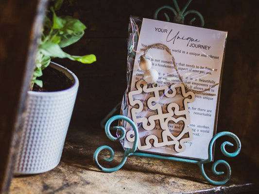 Puzzle Heart Autism Ornament Your Unique Journey Wooden Ornament